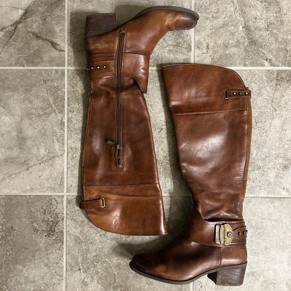 Vince Camuto Chestnut Leather Knee-High Boots